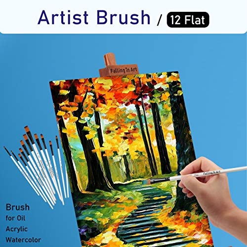 Falling in Art 12 PCS Professional Flat Paint Brushes Set - style: 12 Pcs Flat