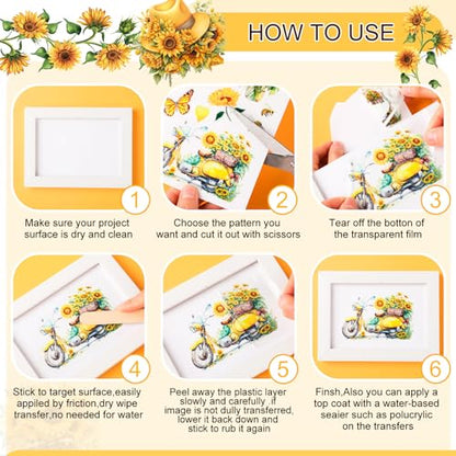 Lincia 10 Sheets Christmas Rub on Transfers for Crafts, Sunflowers - style: Sunflowers