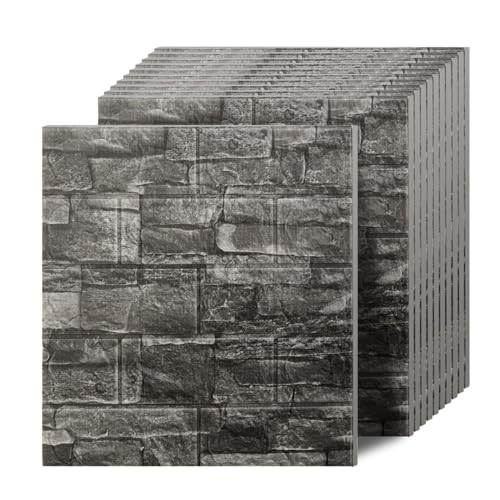 Faux Brick Wall Panels, 40 PCS, Grey - color: Black Rock, size: 40PCS