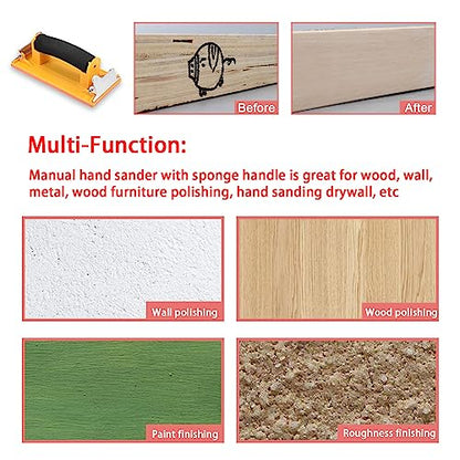Sandpaper Holder, 36 Pcs Dry & Wet Sandpaper with 1 Pack Hand Sander - size: 1 Handsanders+36 Sandpaper