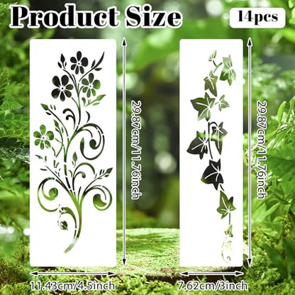 14 Pieces Leaf Vine Stencils for Painting Stencils for Crafts