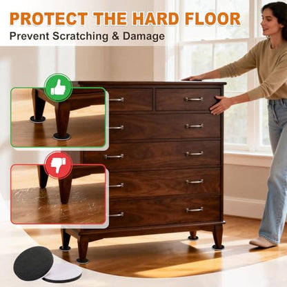 Felt Furniture Sliders for Hardwood Floors 24 PCS, 3 1/2"