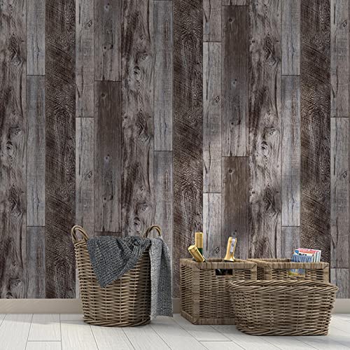 Yun-aeon Natural Wood-Gray Contact Paper Peel and Stick Wallpaper - color: Natural Wood-Gray, size: 17.3" x 472.4"