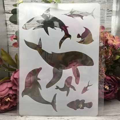 TIAMECH A4 Reusable Ocean Dolphin Stencil for Painting - style: Ocean Dolphin