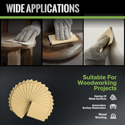 1/4 Sheet Sandpaper 4.5"x5.5" 25PCS 40 Grit Palm Sander Sheets for Woodworking, Automotive & Metal - style: 40grit