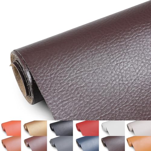 Faux Leather 0.7mm Upholstery Fabric by the Yard 12 Yard Coffee - color: Coffee, size: 12 Yard