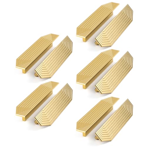 BaiNong 10 Pack Gold Drawer Pulls 5.5" Cabinet Handles Traditional Retro - color: 10 Pack 5.5" Polygon