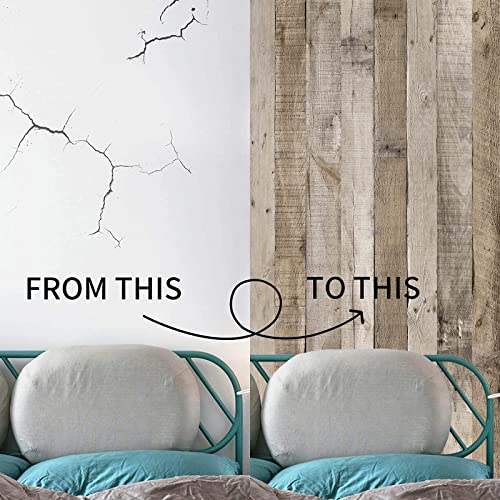 Yun-aeon Natural Wood-Grey Contact Paper Peel and Stick Wallpaper - color: Natural Wood-grey, size: 17.3" x 236"