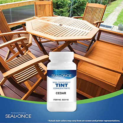 Seal-Once Semi-Transparent Color Tints - Cedar Liquid Wood Treatment - Multi-Surface Concentrate in a Bottle - color: Cedar