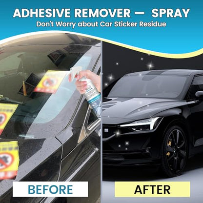 Car Adhesive Remover Spray – Glue & Sticker Remover for Car Paint, Glass & Windows, Removes Decals, Tape & Label Residue – Automotive Adhesive Cleaner Kit with Scraper & Towel, 3.4oz/100ml