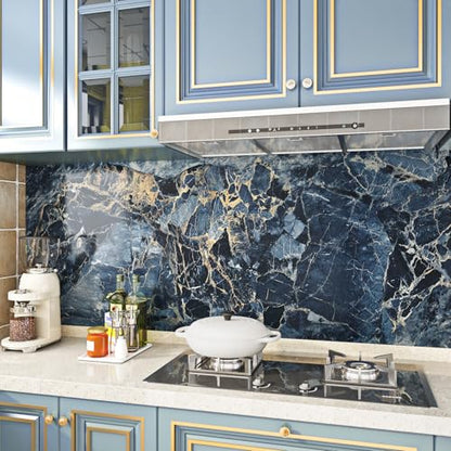 YENHOME 30"X118" Blue Marble Contact Paper for Countertops Peel and Stick Waterproof Counter Top Covers Peel and Stick Wall Paper for Kitchen Bathroom Wallpaper Self Adhesive Countertop Contact Paper - size: 30" x 118"