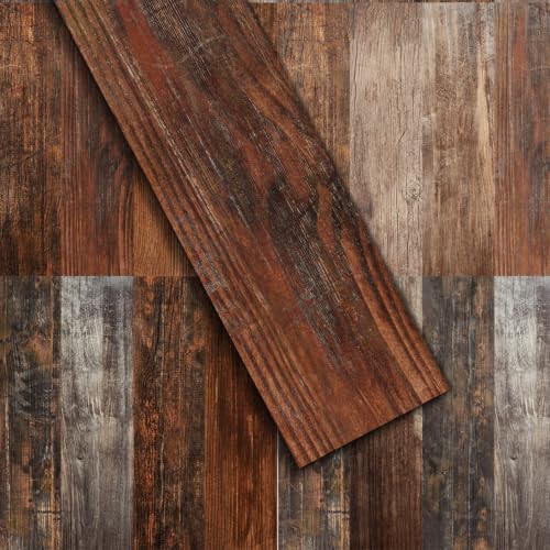 24 Pcs Peel and Stick Retro Wood Grain Pattern Vinyl Wall Stickers - style: JMBSDKCFT05