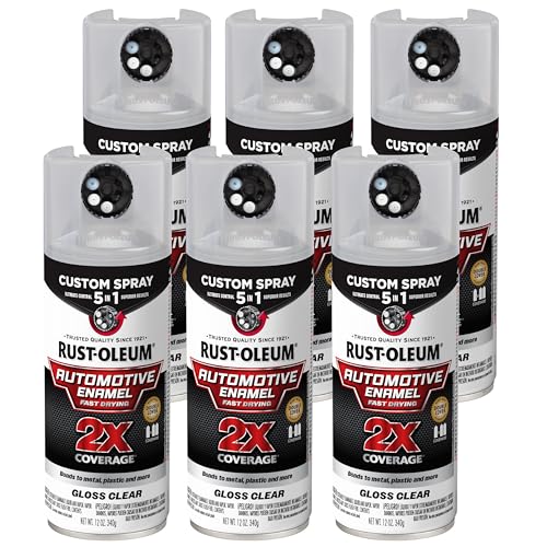 Rust-Oleum 2X Automotive Enamel 5-in-1 Spray Paint, Gloss Clear - color: Gloss Clear, size: 12 Ounce (Pack of 6)