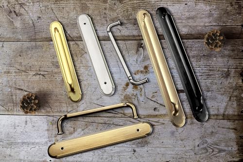 Goo-Ki 2 Pack Brushed Satin Nickel Bar Cabinet Pulls with Backplate, 5 Inch Hole Center Kitchen Drawer Handles with Spacer Zinc Alloy Solid Hardwar - color: Brushed Satin Nickel, size: 5" Hole Center