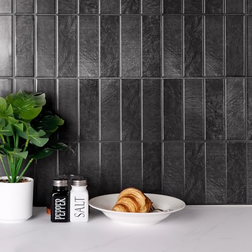 Peel and Stick Tile, Self-Adhesive Kitchen Backsplash Matte Finish - color: Ash Black