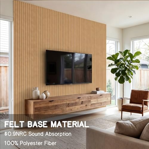 Geelin Peel and Stick PVC Wood Slat Wall Panel Decor 118" x 15.75", Oak - color: Oak