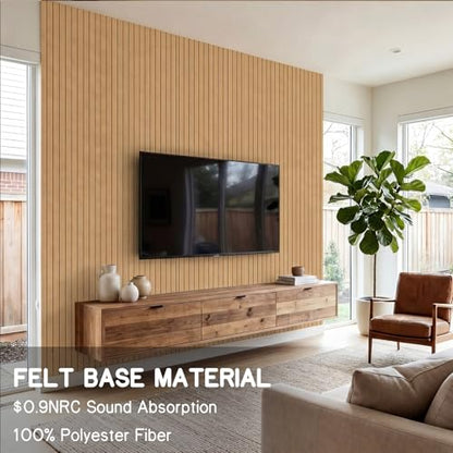 Geelin Peel and Stick PVC Wood Slat Wall Panel Decor 118" x 15.75", Oak - color: Oak