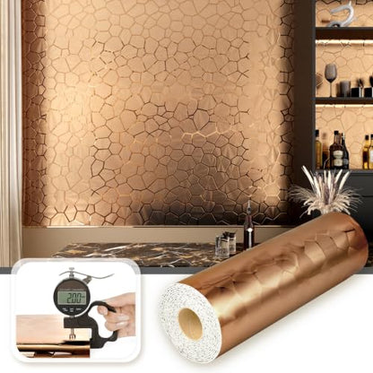 Rose Gold Metallic Wallpaper Peel and Stick Acoustic Wall Panels