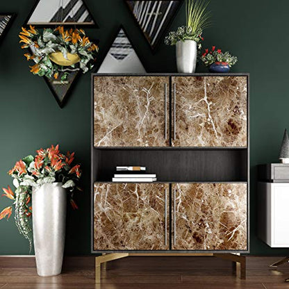Livelynine Peel and Stick Countertops 15.8x197 Marble Wallpaper for Bathroom Self Adhesive Counter top Covers Renter Friendly Countertop Contact Paper Waterproof Kitchen Vinyl Wrap Desk Cover Table - color: Coffee Marble, size: 15.8" x 197"