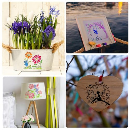 16 Pcs Fairy Stencils for Painting, Flower Wings for Journals 6 Inch - color: Fairy