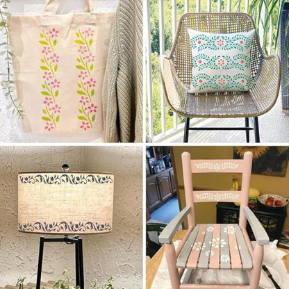 Border Stencil 13pcs Stencils 12inch Reusable Plastic Templates Floral Craft Paint Template Flower Vines Stencils Painting on Wood Furniture Wall Canvas Floor