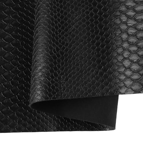 Leather for Furniture,Black Vinyl Faux Leather Sheets - color: Crocodile Black, size: 1 Yard