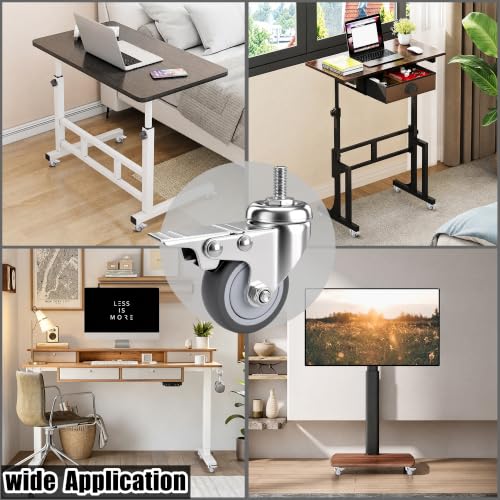 RILIDRI M8 Casters, 2 Inch Threaded m8-1.25 Caster Wheels with Locking Brakes, Set of 4 TPR Swivel Wheel for Standing Desk, 1KEA Carts, Rolling Cabinet - size: M8x15
