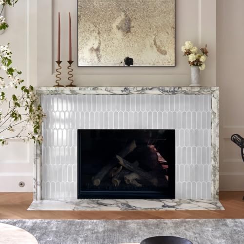 Commomy Thicker White Peel and Stick Tiles Backsplash 10 pcs of 12" x 12" - color: Glossy Gray & Thicker Design