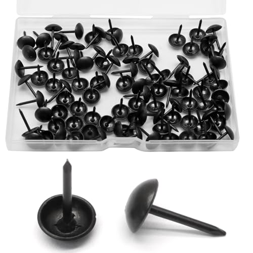 Biaungdo 100 Pcs Black Round Head Upholstery Tacks 11x16mm with Box - color: Black