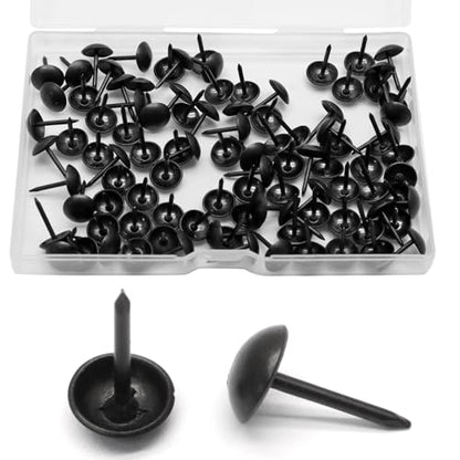 Biaungdo 100 Pcs Black Round Head Upholstery Tacks 11x16mm with Box - color: Black
