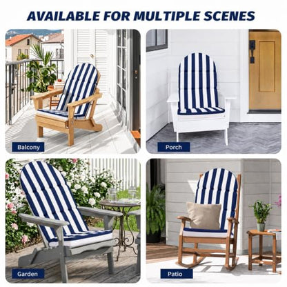 Adirondack Chair Cushion, 50x20 in Outdoor Rocking Seat Pad, 1 Pack - color: Navy Blue White Stripe, size: 1 pack