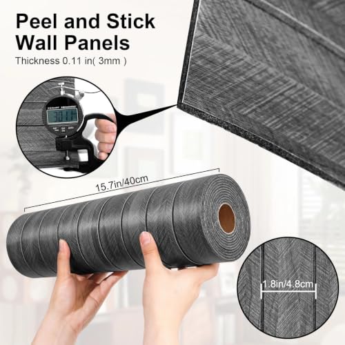 Peel and Stick Slat Wall Panel 15.75" X 118" PVC Self-Adhesive for Walls - color: Dark Gray 15.7 x 118in