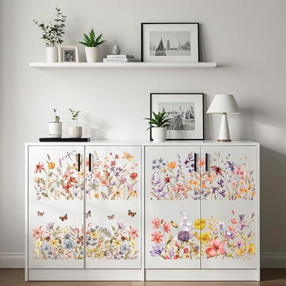 8 Pcs Boho Floral Rub-On Transfers for Furniture & Crafts - style: Boho Floral
