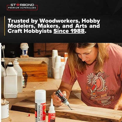 Starbond Super Fast Thin CA Glue Complete Refill Kit (16 oz) – Cyanoacrylate Super Glue with Extra Bottles, Caps, Microtips & Yorker Spout for Cracks, Joints, Woodworking, Woodturning & Model Building - size: 16 ounce