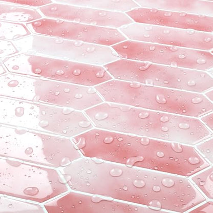 FunStick 15-Pack Light Pink Peel and Stick Backsplash Pink Hexagon Kitchen Backsplash Tiles Peel and Stick on Backsplashes Tiles for Kitchen Bathroom Self Adhesive Wall Tile Stickers Removable 12"x12" - color: Light Pink, size: Box of 15 Tiles