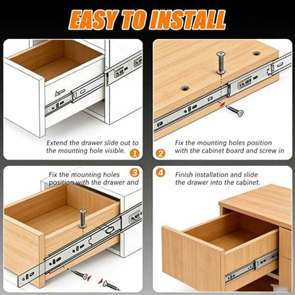 Metal Drawer Slides, 2Pcs Ball Bearing Drawer Slide Rails, Full Extension Side Mount Track, Smooth Quiet Glide for Cabinet, Kitchen, Dresser, File Cabinet, Heavy Duty Drawer Hardware 310mm - size: 310mm