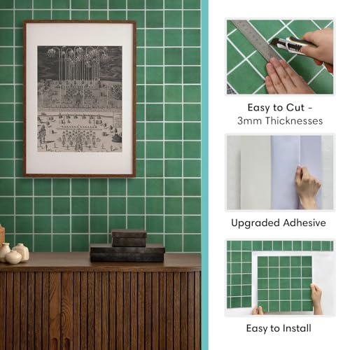 Commomy Matte 3D Peel and Stick Tile,10 Pcs 11.8"x11.8" Forest Green - color: Jungle Green