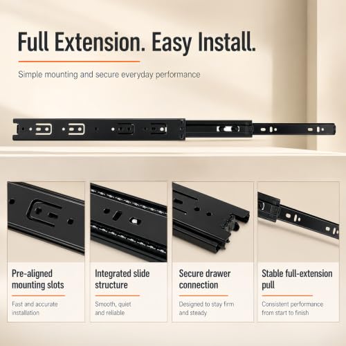14" Soft Close Drawer Slide, Cabinet, 45mm, 100LB - size: 14 Inch × 1 Pair