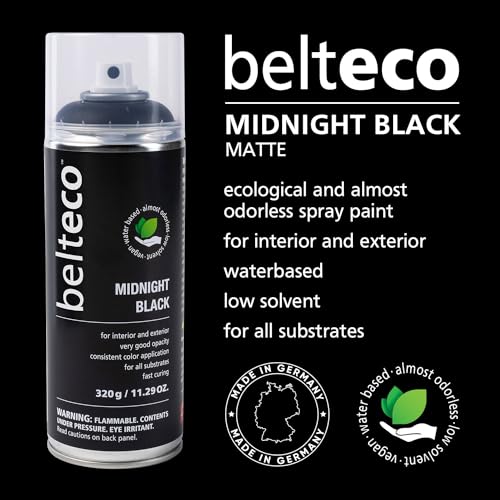 Spray Paint Black Matte | Water-based Matte Black Spray Paint - color: Midnight Black Matte, size: 11.29 Ounce (Pack of 1)