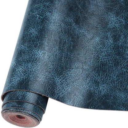 Faux Leather Fabric Soft 12"X53"(30cm x135cm) PU Faux Leather Sheets Suitable for Different Manual DIY Projects (Navy Blue) - color: Navy Blue