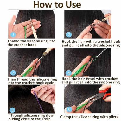 1500 Silicone Lined Beads for Hair Extensions,3 Colors 5mm Rings - color: Beads