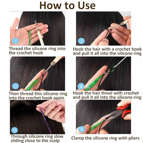 VCAY Hair Extension Tools Kit,200 Beads,Plier,Threader,Hook,Needles,Thread - color: Brown
