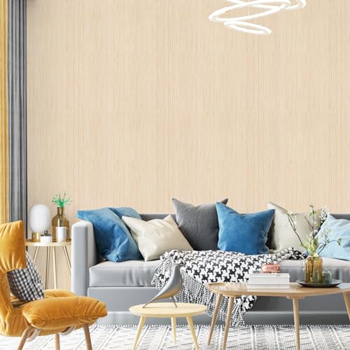 Beige Grasscloth Peel and Stick Wallpaper 15.7" X 120" Textured Self-Adhesive Contact Paper Linen Grasscloth Removable Wallpaper for Cabinets Counter Top Liners - color: Beige, size: 15.7" x 120"