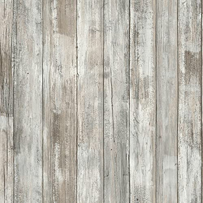 RoomMates Brown Weathered Planks Peel and Stick Wallpaper - color: Brown