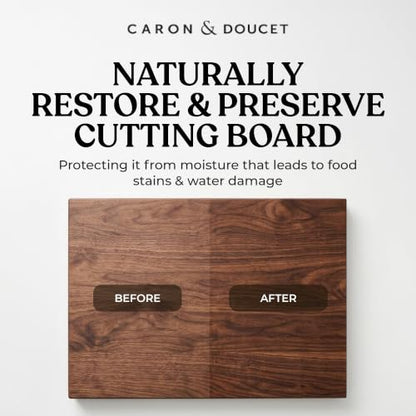 Caron & Doucet - Cutting Board & Butcher Block Conditioning Oil & Wood Finishing Wax Bundle | 100% Plant-Based & Vegan, Best for Wood & Bamboo Conditioning & Sealing | Does NOT Contain Mineral Oil!