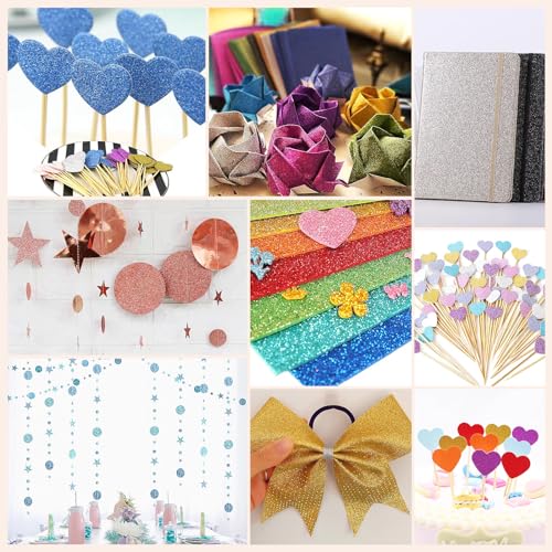 18 Pieces Glitter Faux Leather Sheets, 8×12 inch - color: Glitter-rainbow