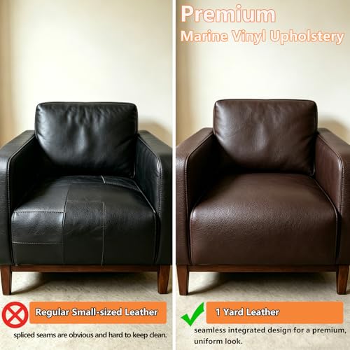 CDY Marine Vinyl Upholstery Fabric: 54"x36" Soft Grain Faux Leather Durable - color: Dark Brown, size: 1 Yard（54"x36")