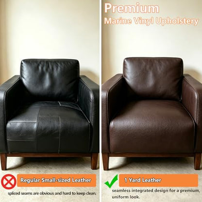 CDY Marine Vinyl Upholstery Fabric: 54"x36" Soft Grain Faux Leather Durable - color: Dark Brown, size: 1 Yard（54"x36")