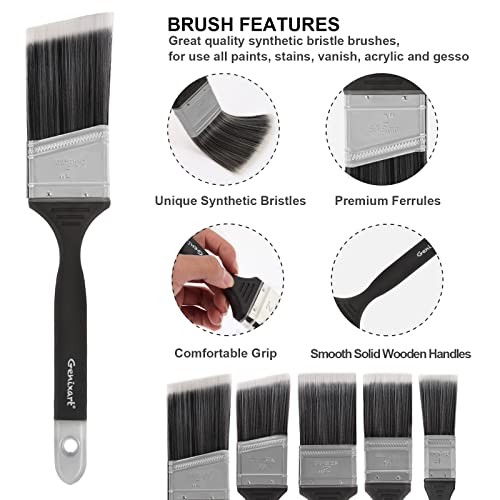 Genixart Paint Brush Set Decorating, Angled Cutting in Paintbrushes