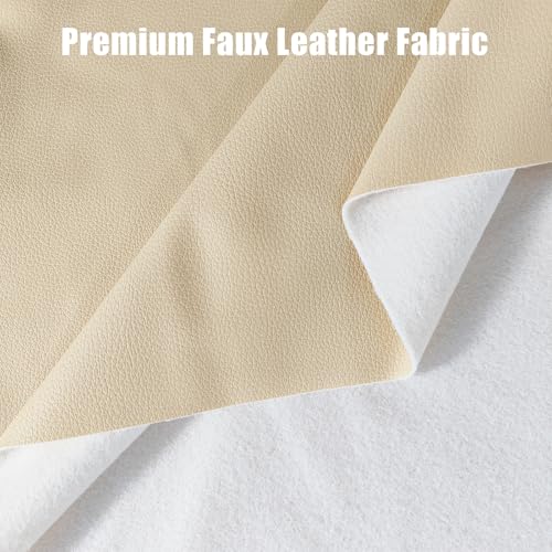 Faux Leather Fabric, 54"x36" Thick Durable Synthetic Upholstery Lychee Texture Leather Vinyl, Soft Smooth Waterproof,Replacement Renovate for Wallets, DIY Projects, Furniture 1 Yard-Beige - color: Beige, size: 1 Yard (54" x 36")